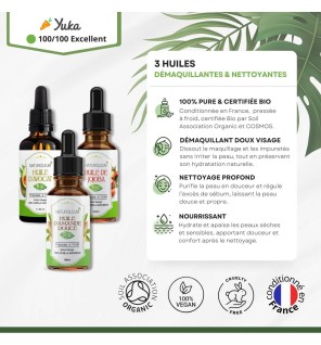 Pack Huiles Démaquillantes et Nettoyantes - Soins Naturels Bio pour Peau Propre et Hydratée