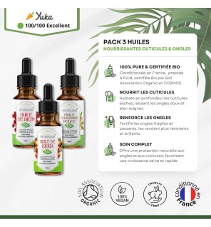 Pack Huiles Nourrissantes pour Cuticules et Ongles - Soin Complet 100% Bio